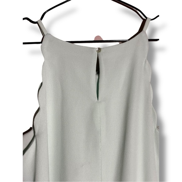 Bwear Mint Green Women's Sleeveless High Neck Scallop Arms Pleated Blouse - Picture 15 of 15